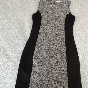 Calvin Klein Collection Textured Black and Gray Midi Dress